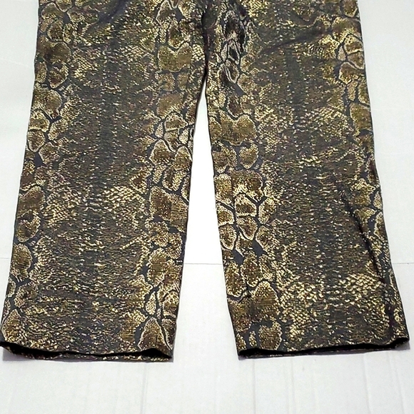 Worthington Black & Gold Snake Print Nightout Evening Ankle Pants - Picture 6 of 12